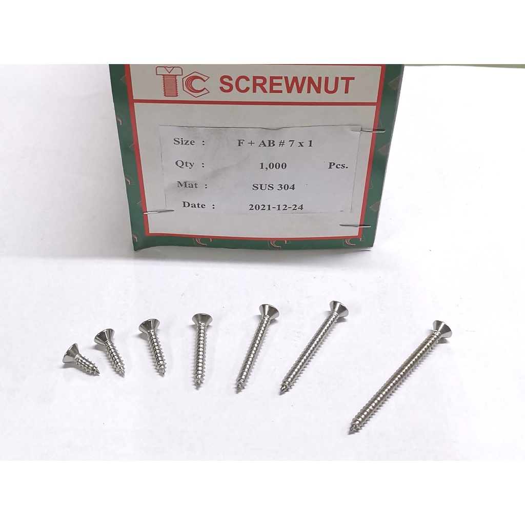 เกลียวปล่อยสแตนเลส #7X1/2″-7×3.5″ F​ เกลียวปล่อย​ #7X1/2″-3.5″ สแตนเลส​ หัวแบน หัวเตเปอร์ ราคาต่อ1ตัว
