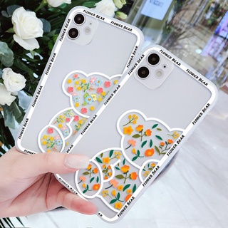 เคสนิ่ม  OPPO Reno 4 F 5 F 6 Z 7 Z Pro 5G   เคสแบบด้าน เคสโทรศัพท์ TPU ดอกไม้กับหมี