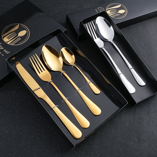 Cutlery Set ชุดช้อนส้อม4ชิ้น  ช้อนเกาหลี ช้อนส้อม ช้อนส้อมเกาหลี ชุดช้อนส้อมสแตนเลส304