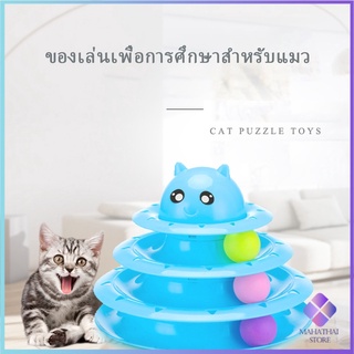 ของเล่นแมวทรงโดม รางบอล ตาโต  รางบอล 4 ชั้น   Cat play plate