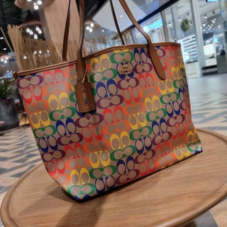 COACH CITY TOTE IN RAINBOW SIGNATURE CANVAS