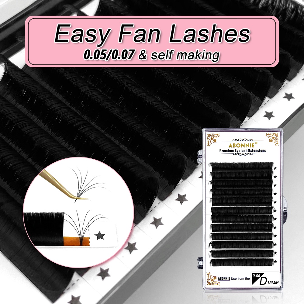 Abononnie 0.07D 1s bloom Faux mink ง่ายพัดลม eyelash extension พัดลมอัตโนมัติขนตาธรรมชาติปลอม fakethes soft mink