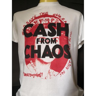 เสื้อยืดพิมพ์ลายเสื้อวงนำเข้า Seditionaries Cash From Chaos Sex Pistols Punk Rock Retro Style Vintage T-Shirtรหัสเต็มS-3