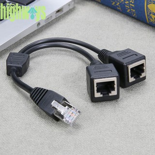 COD supportquality Black DSL Network RJ45 Male to 2 Female Splitter อะแดปเตอร์เชื่อมต่อ