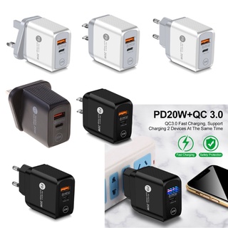 Rr อะแดปเตอร์ชาร์จโทรศัพท์มือถือ 3.0 PD USB 20w Type C ปลั๊ก US UK EU แบบสากล