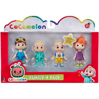 Cocomelon Friends &amp; Family, 4 Figure Pack - 3 Inch Character Toys - Features Two Baby JJ Figures (Tee and Onesie), Tomtom, and YoYo Cocomelon Friends &amp; Family ฟิกเกอร์ตัวละคร Two Baby JJ 3 นิ้ว 4 ชิ้น