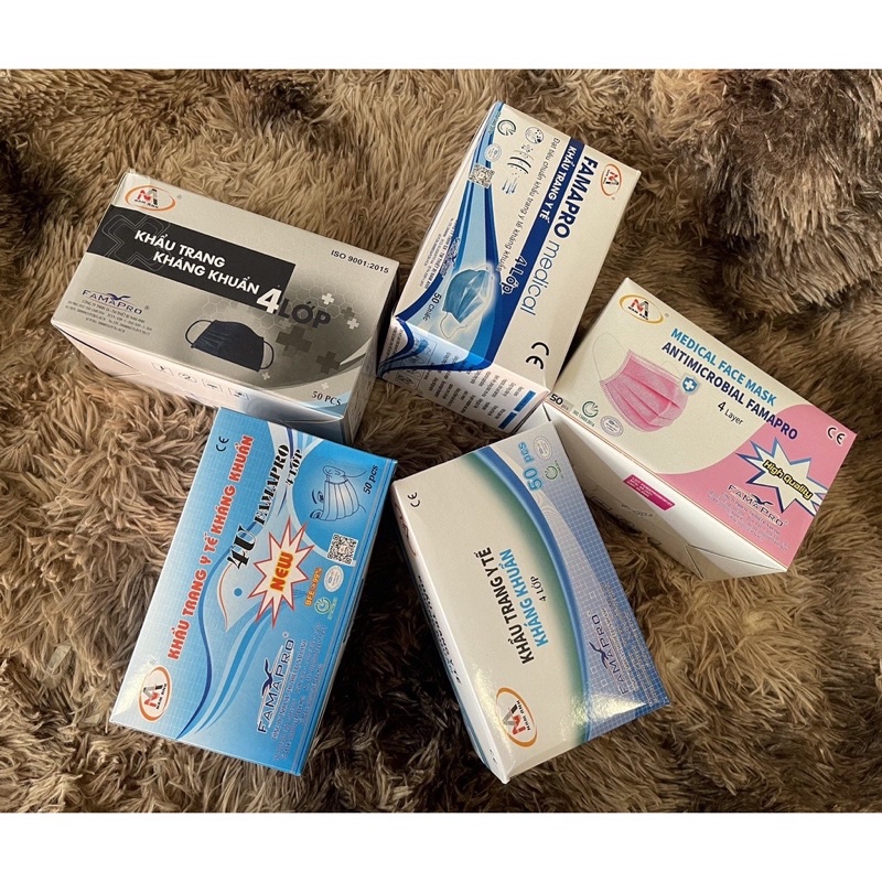 ♦️พร้อมส่ง♦️ ส่งฟรี✅ มีโค้ดส่วนลด💥หน้ากากอนามัยสีดำสองด้าน บรรจุ50ชิ้น ตราFamapro