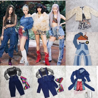 Babygaga ชุดแบล็คพิงค์ ชุดแบล็คพิงค์เด็ก ชุดลิซ่า ชุดจีซู ชุดโรเซ่ ชุดเจนนี่ Blackpink How you like that Denim