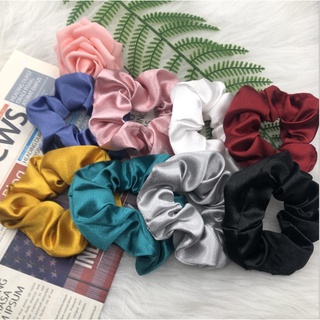 SaLorie Vintange Hair Scrunchie Elastic Hair Bands Solid Color Headwear Ponytail Holde Ties Rope Hair Accessories Gift