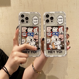 For IPhone 13 12 11 Pro Max Mini X Xs Xr 6 6s 7 8 Plus 6+ 6s+ 7+ 8+ Xsmax Promax 13Promax 12Promax 11Promax Cute Cartoon Snoopy Clear Shockproof Soft Phone Case Full Back Cover HLE 09