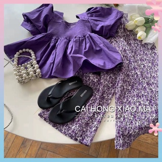 Girls suit 2022 summer latest fashionable fashionable fashionable childrens western style short-sleeved top floral trousers two-piece suit