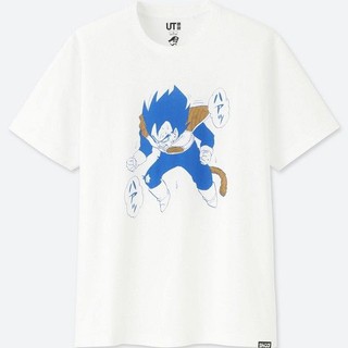 ผ้าฝ้ายคอกลมNew Uniqlo X Dragon Ball Vegeta 50Th Jump Japan Fashion Men T-Shirt Tee White exbwfrom S-4XL