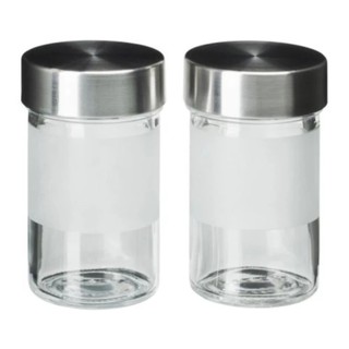 DROPP ขวดใส่เครื่องเทศ Spice jar ขนาด 9 ซล./ 2 ชิ้น (กระจกฝ้า-สแตนเลส)