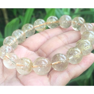 ‪#กำไลหินนำโชคไหมทอง Goid Rutilated Quartz ขนาด14 มิล