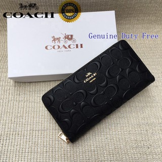 🎄พร้อมส่ง🌟Coach กระเป๋าสตางค์ผู้หญิง ของขวัญวันเกิด ของขวัญ แฟชั่น กระเป๋าสตางค์ซิปรอบ สีทึบ นูน ลาย C ลดขั้นต่ำ 53834