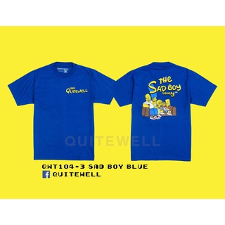 เสื้อยืดผู้หญิง เสื้อโอเวอร์ไซ แฟชั่นยูนิเซ็กซ์ஐQWT104-3 SAD BOY BLUE น้ำเงิน เสื้อคนอ้วนผญ เสื้อขาว