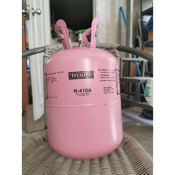 ถังน้ำยาแอร์​เปล่า R410A มีน้ำยาติดถัง ขนาด 11.3kg ถลอกนิดหน่อยแต่ใช้งานได้ ถังเปล่า ถังมือสอง