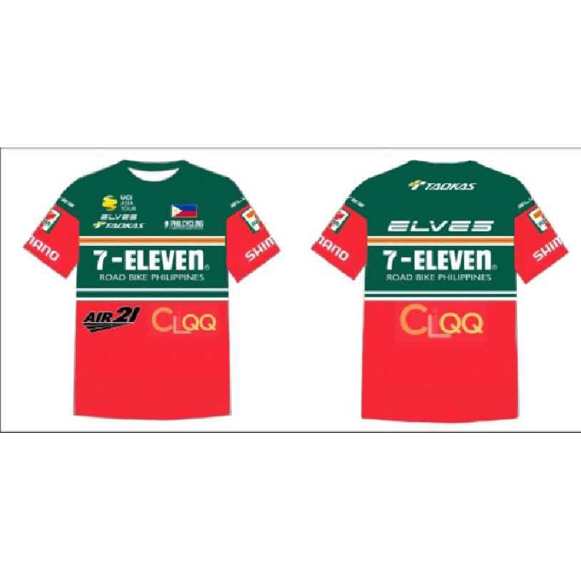 ขี่จักรยานJersey 7-ELEVENเสื้อยืดGOสําหรับทองเสื้อแขนสั้นสําหรับชายหญิงUnisexFull Sublimation Drifit
