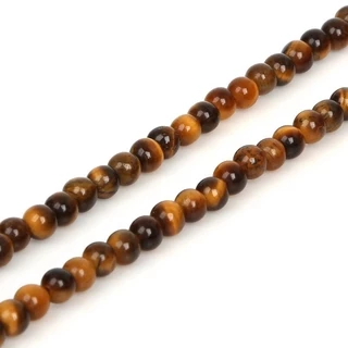 ลูกปัดหินธรรมชาติ Tiger Eye สีเหลือง ทรงกลม ขนาด 4-10mm สำหรับทำสร้อยข้อมือ-เครื่องประดับ DIY