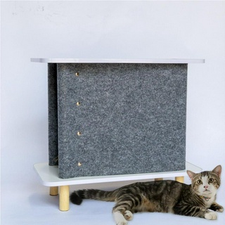 Cat House x Side Table โต๊ะข้างแมว บ้านแมวอเนกประสงค์ ที่นอนแมว  บ้านแมวminimal หุ้มด้วยผ้าสักหลาดเนื้อนุ่ม ถอดซักได้