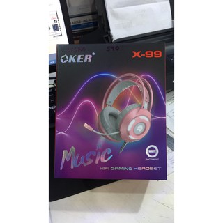 Oker Headset X99 แจ๊ค 3.5” มีดำ / ชมพู งานดี เสียงเพราะ สวยมากๆสีขมพู