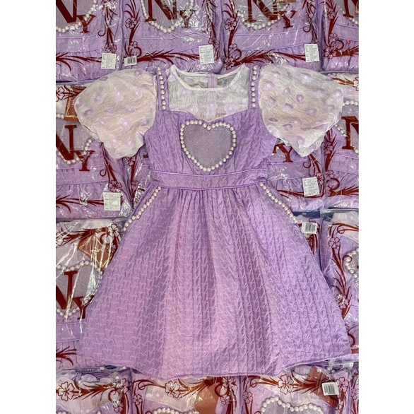 เดรสเอี๊ยมผ้านวมสีม่วงหัวใจติดมุก #ป้ายNYDESIGN Size 3xL
