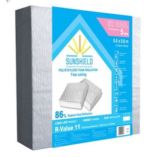 ฉนวนใยแก้ว กันความร้อน SUNSHIELD 60x60x0.5 ซม.แพค 20 ชิ้น