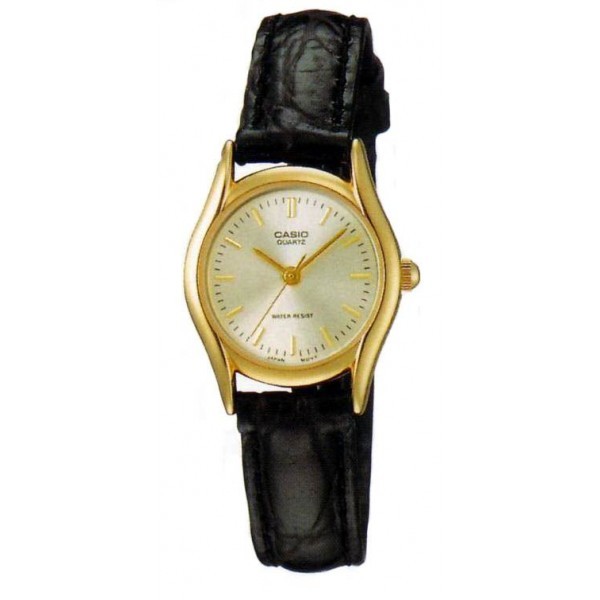 Casio Standard นาฬิกาข้อมือผู้หญิง - สีเงิน สายหนังสีดำ รุ่น LTP-1094Q,LTP-1094Q-7ARDF,LTP-1094Q-7A