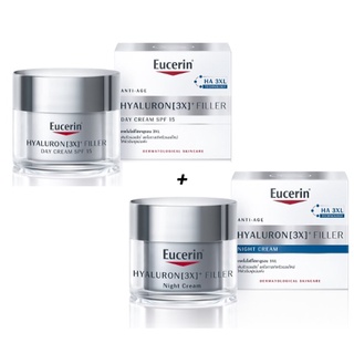 Eucerin Hyaluron (3x) Filler (Day SPF15 50ml +Night Cream 50ml) ยูเซอรีน ไฮยาลูรอน 3X ฟิลเลอร์ (เดย์ครีม + ไนท์ครีม)