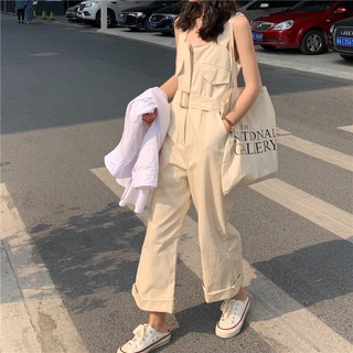 พร้อมส่ง Jumpsuit จั๊มสูทขายาว + เข็มขัด สไตล์เกาหลีน่ารักมากๆ 🌵