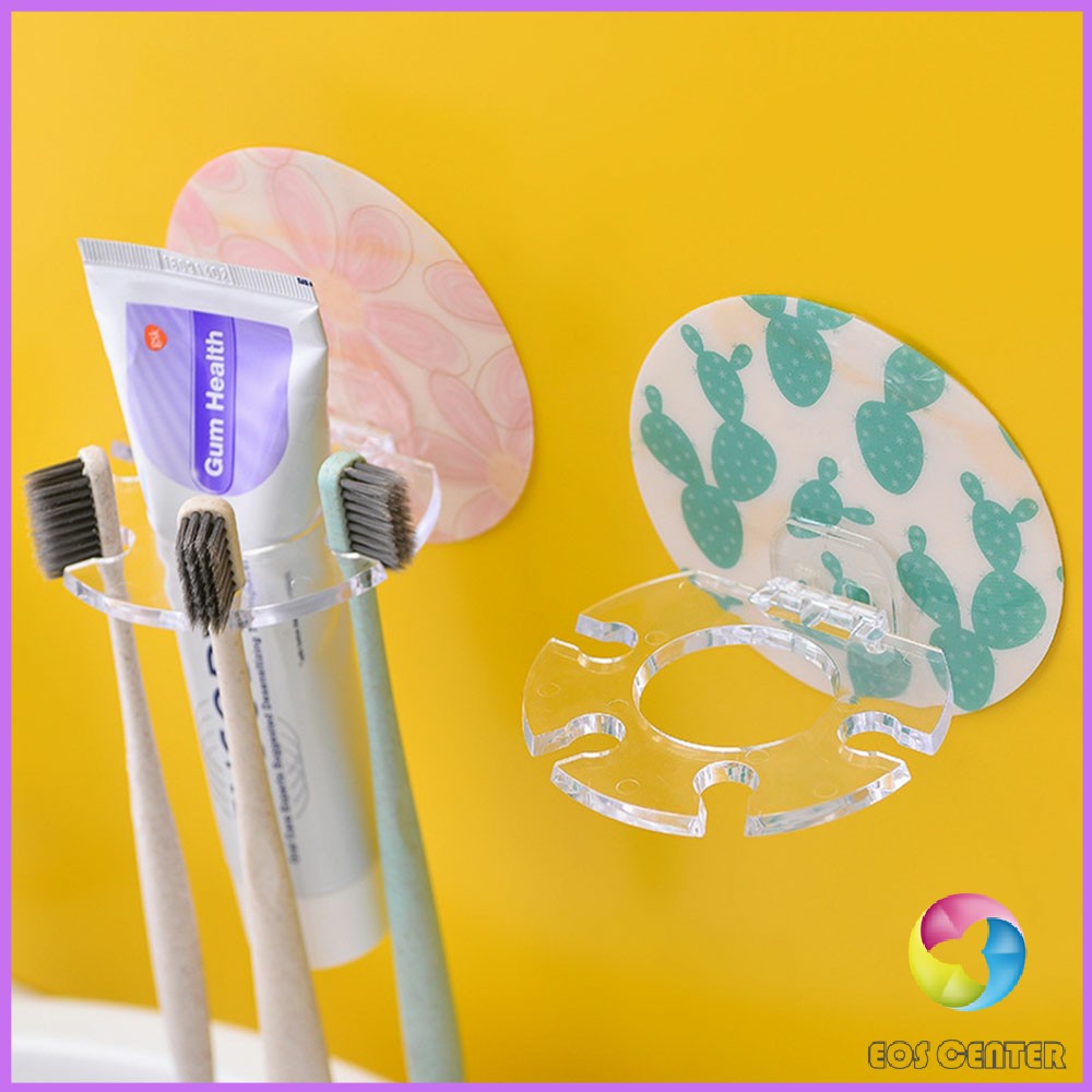 Eos Center ที่วางแปรงสีฟันติดผนัง ไม่ต้องเจาะ รับน้ำหนักได้มาก กันน้ำ Toothbrush holder