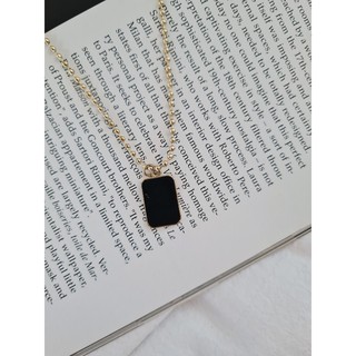 Necklace Black book สร้อยคอ สีทองประดับจี้สีดำ (unisex) เครื่องประดับแฟชั่น