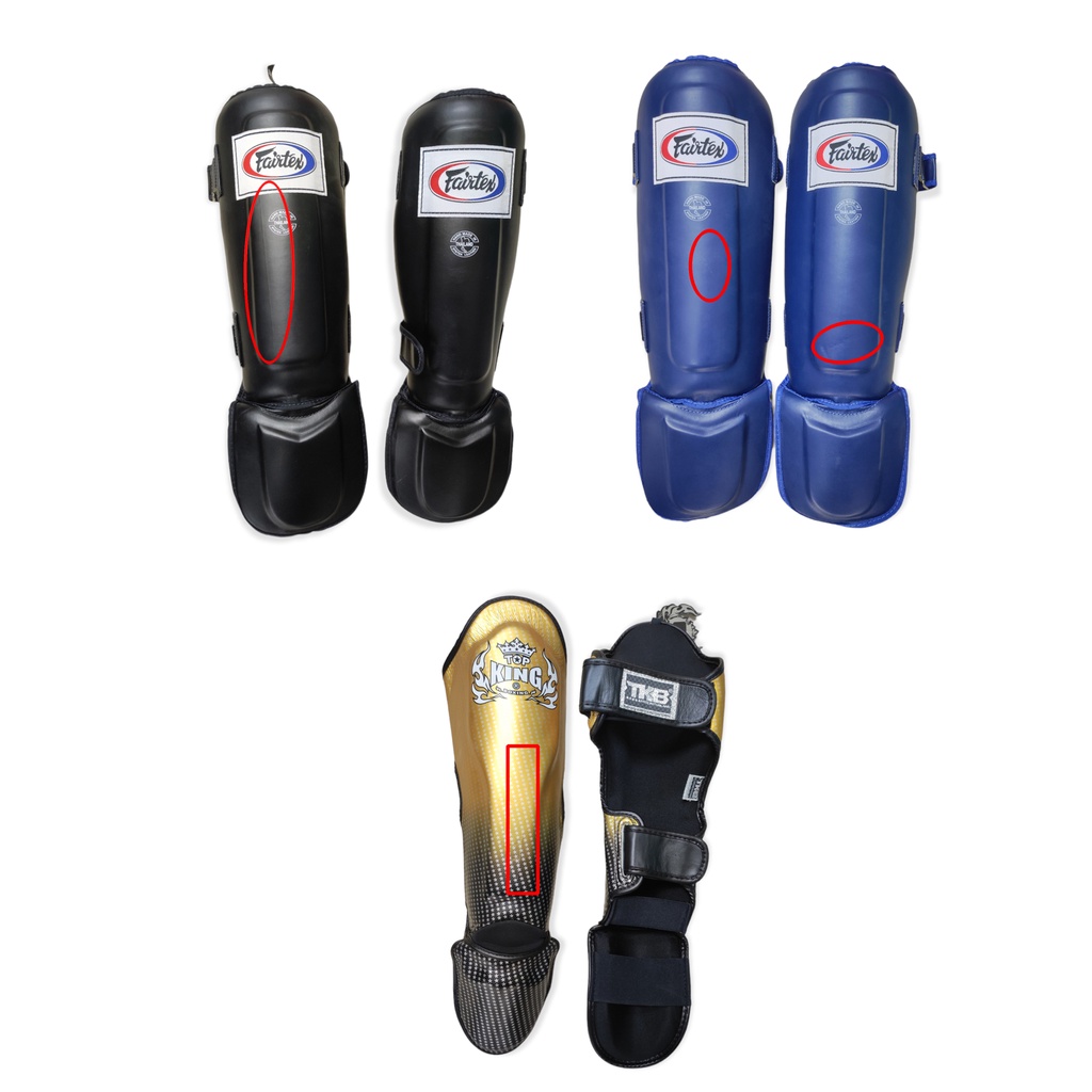 สินค้าลดราคาพิเศษ ล้างสต็อก มีตำหนิ อุปกรณ์ต่อยมวย สนับแข้ง shin guard แบรนด์ Topking , Fairtex  ท็อ