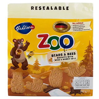 บาวเซ่นไลบ์นีซซูบิสกิตรูปสัตว์รสนมผสมน้ำผึ้ง 100กรัม Baelsen Leib Nice Zoo Milk Flavor Biscuits with Honey 100g.