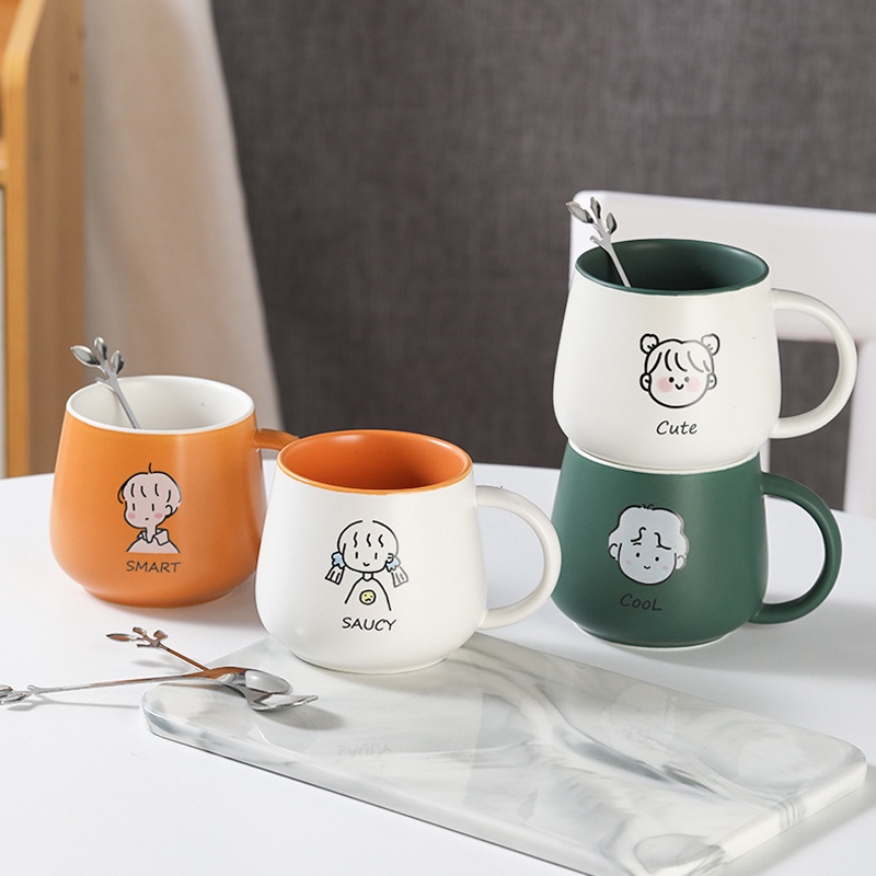 สร้างสรรค์ การ์ตูน แก้วเซรามิก แก้วคู่ ครัวเรือน อาหารเช้า แก้วนม แก้วกาแฟ แก้วน้ำนักเรียน #2