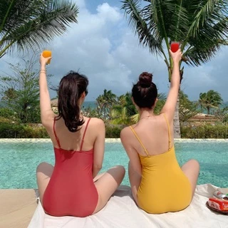 🏖BikiniTime (M-XL) SB101 มี12สี บิกินี่ ชุดว่ายน้ำสายเดี่ยววันพีซ บราดันทรง ชุดเที่ยวทะเล ชุดว่ายน้ำผู้หญิง