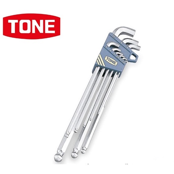 TONE BL900S ชุดประแจแอลหกเหลี่ยม หัวบอล ขาวยาว คอสั้น  9 ตัว/ชุด 1.5-10MM.