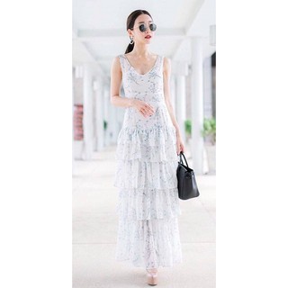 ชุดเดรสคอวี แขนกุดตัวยาว Garden Booming Dress รหัส : BS-19107881