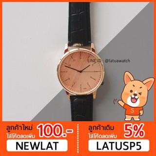 นาฬิกาข้อมือ รุ่น WEESLY Rose Gold หน้าปัดใหญ่ สายสีดำ