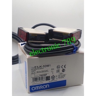 (ได้2ตัวตามรูป) omron โฟโตอิเล็กทริคสวิทช์ผ่านลำแสง E3JK-5DM1  จับ5เมตรเซ็นเซอร์อินฟราเรดพร็อกซิมิตี้ 90-250v ปกติเปิด