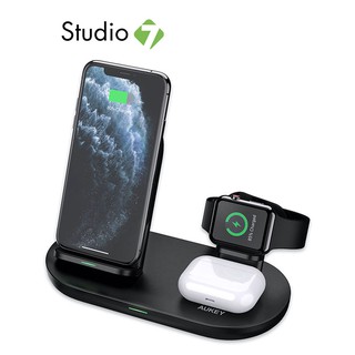 แท่นชาร์จแบบไร้สาย AUKEY Wireless Charger Stand 3-in-1 Black (LC-A3) by Studio7