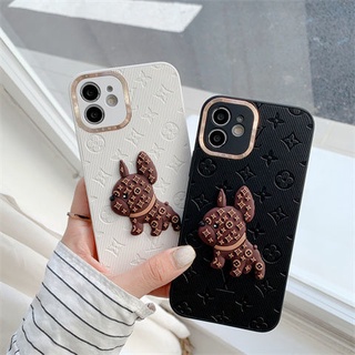 เคสโทรศัพท์มือถือ ป้องกันเลนส์กล้อง กันกระแทก ลายการ์ตูนบูลด็อก หรูหรา สําหรับ iPhone 14 13 12 11 Pro Max Plus XS XR X