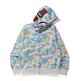 PROSPER - BAPE New Multi Camo Shark Relaxed Full Zip Hoodie White