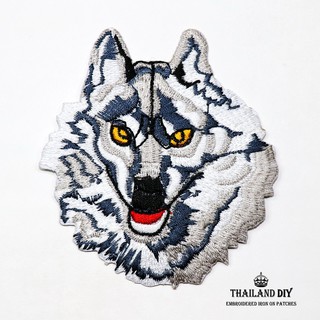 พร้อมส่ง ตัวรีดติดเสื้อ หมาป่า ลายสัตว์ Wolf Head Patch WOP งานปัก ตัวรีด อาร์ม ติดเสื้อ ติดเสื้อผ้า กางเกง กระเป๋า หมวก