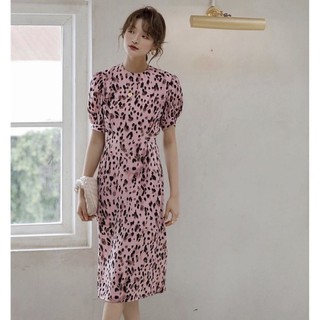 พรี 10 วัน Leo Pink Dress ซิปหลัง มีสายผูกเอว