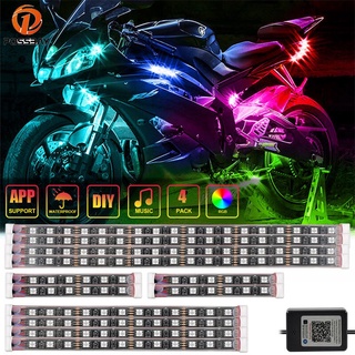 [พร้อมส่ง] แถบไฟนีออน LED RGB 12V ควบคุมผ่านแอปบลูทูธ หลากสี สําหรับตกแต่งรถจักรยานยนต์ Harley 12 ชิ้น