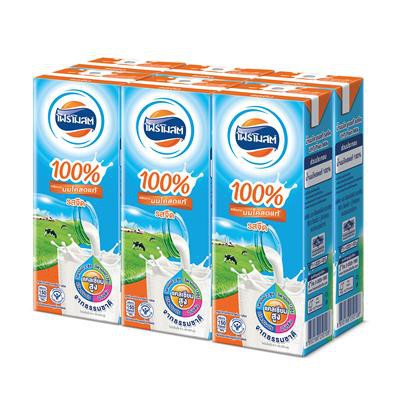 นม UHT รสจืด 225 มล. 6 กล่อง/แพ็ค โฟร์โมสต์ UHT milk plain flavor 225 ml. 6 boxes / pack Foremost
