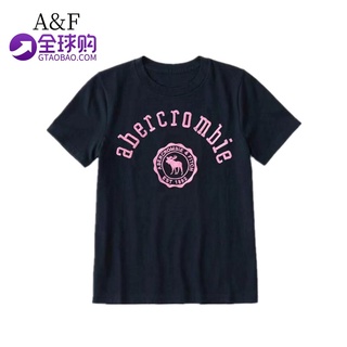 เสื้อยืดคอกลม แขนสั้น ผ้าฝ้าย พิมพ์ลายตัวอักษร Abercrombie Fitch แฟชั่นฤดูร้อน สไตล์อเมริกัน สําหรับผู้หญิง