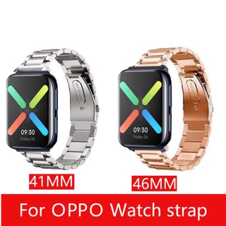 เหมาะสำหรับ OPPO Watch1 สามสายสแตนเลส OPPO 1 รุ่นโลหะพิเศษสายคาดศีรษะ 41/46mm