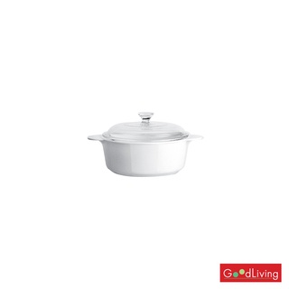 Corning ware หม้อแก้วทรงกลมทนไฟขนาด 0.8 ลิตร ลาย Just White /N-02-P-08-JW